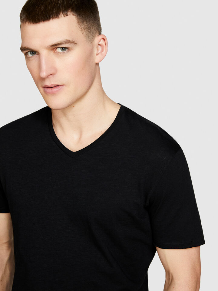 Slim fit t-shirt - men's short sleeve t-shirts - Black | Sisley image number 5